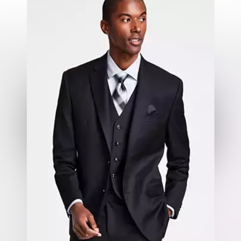 NWT Michael Kors Black Luxury Venetian Fabric Super 130s Wool Suit Jacket